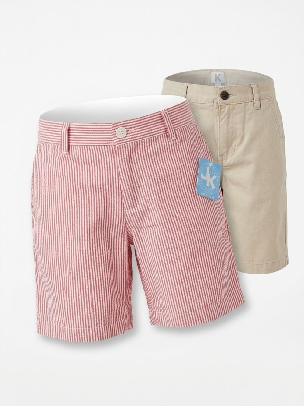 J. Khaki Kids Shorts - Cream & Pink Seersucker